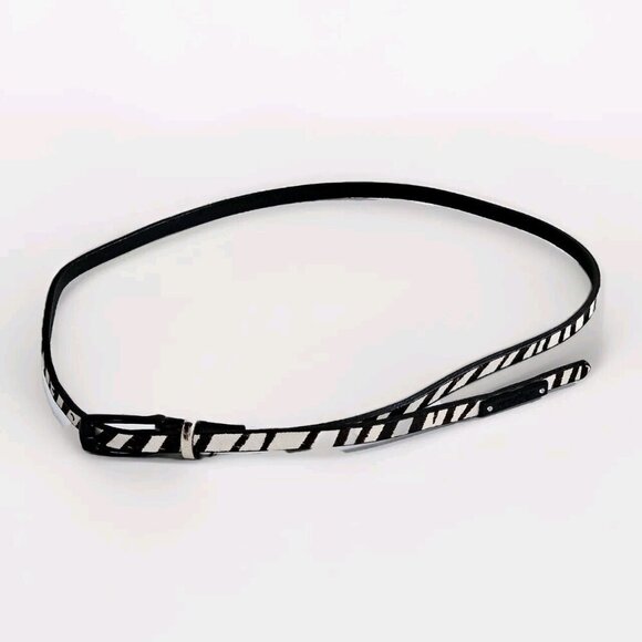 Buffalo David Bitton Belt Womens S Zebra Print Metal Buckle Real Leather Narrow - Picture 1 of 16